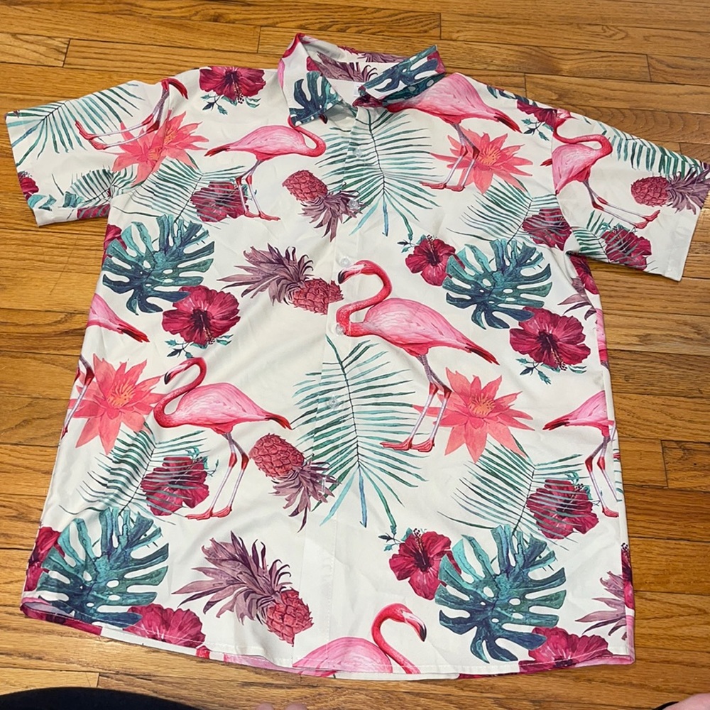 Flamingo Short Sleeve Button Down